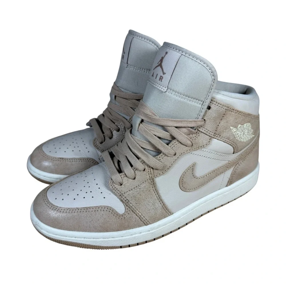 Nike Air Jordan 1 Mid Linen College Grey Light Bone Men's US‎ 10